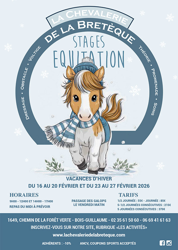 Stage d’équitation – Vacances d&rsquo;hiver 2026