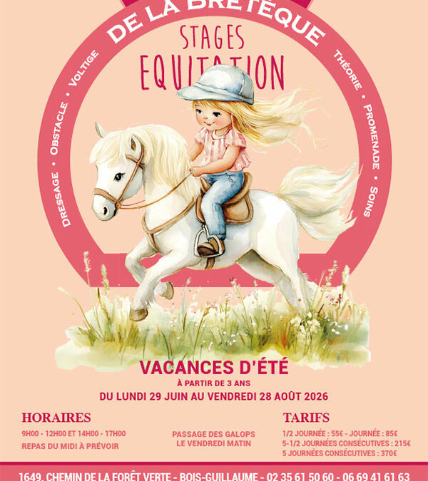 Stage d’équitation – Vacances d&rsquo;été 2026